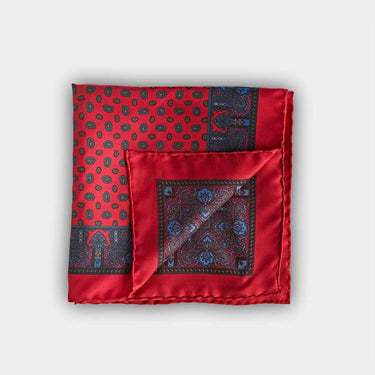 Red Large Bean Silk Pocket Square