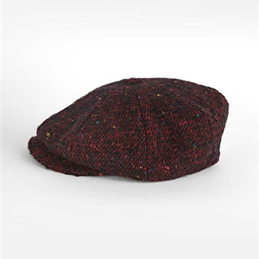 Red Large Pick & Pick Donegal Tweed Pure Wool Gatsby Cap