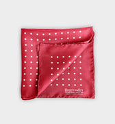 Red & White Medium Spot Silk Pocket Square