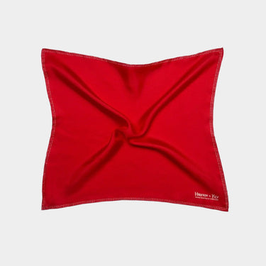 Red with White Pin Dot Boarder Silk Pocket Square