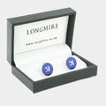 Royal Blue Enamel Sterling Silver Button Cufflinks