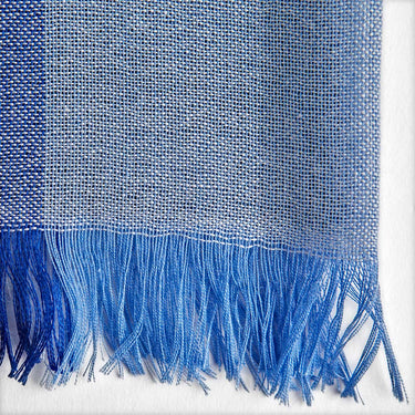 Royal Blue Large Check Silk & Cashmere Scarf