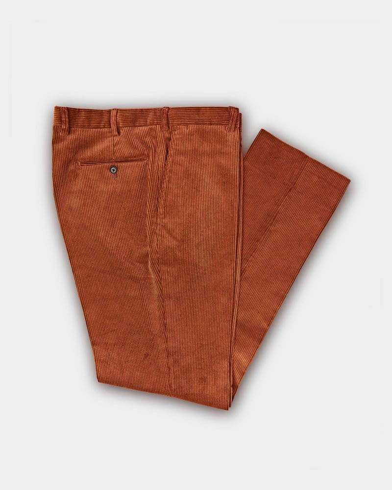 Rust Orange Cotton Corduroy Trousers