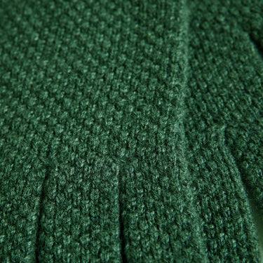 Serpentine Green Moss Stitch Pure Cashmere Gloves