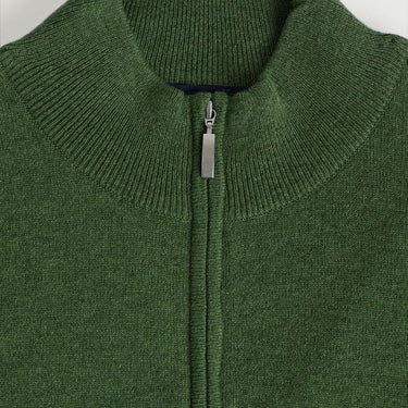 Serpentine Green Zip Neck 100% Cashmere Sweater