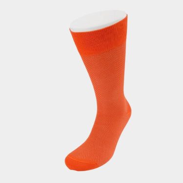 Short Orange Herringbone Cotton Socks