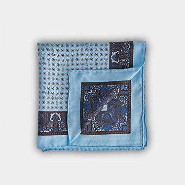 Sky Blue Small Bean Silk Pocket Square