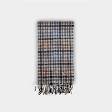 Tweed Grey Check Narrow Width Cashmere Scarf