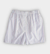 White, Blue & Lilac Stripe Cotton Poplin Boxer Shorts