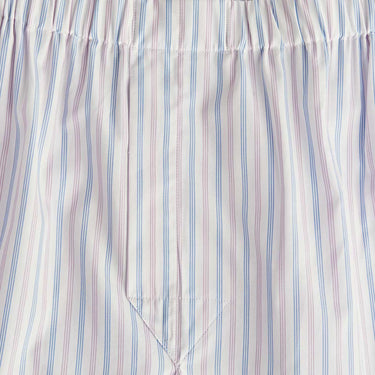 White, Blue & Lilac Stripe Cotton Poplin Boxer Shorts