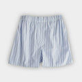 White & Blue Stripe Cotton Poplin Boxer Shorts