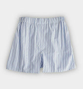 White & Blue Stripe Cotton Poplin Boxer Shorts