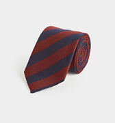 Wine Block Stripe Wool & Silk Blend Tie