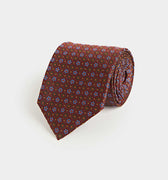 Wine Blossom Motif Silk Tie