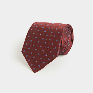 Wine Floating Floral Silk Tie