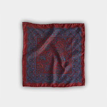 Wine Paisley Silk Pocket Square