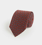 Wine Silk Tie With Small Bean Motif