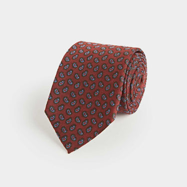 Wine Silk Tie With Small Bean Motif