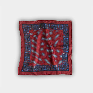 Wine Small Bean Silk Pocket Square