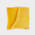 Yellow & Navy Medium Spot Silk Pocket Square