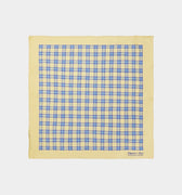 Yellow With Blue Check Silk Handkerchief