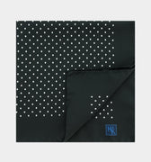 Black Silk Handkerchief with White Medium Spots - Hilditch & Key