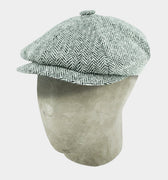 Black & White Herringbone Wool Gatsby Cap