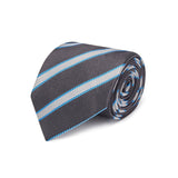 Black & White Stripe Woven Silk Tie