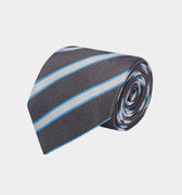 Black & White Stripe Woven Silk Tie