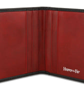 Black with Red Calf Leather Billfold Card Holder