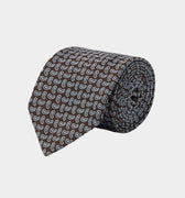 Black Woven Silk Tie With Blue Paisley Bean