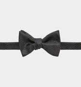 Black Woven Textured Silk Bow Tie