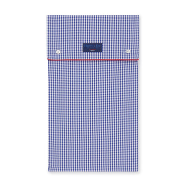 Blue Gingham Check Cotton Pyjamas With Red Piping