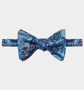 Blue Paisley Silk Handmade Bow Tie