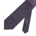 Blue & White Stripe Woven Silk Tie With Purple Chervons