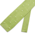 Bright Green Knitted Silk Tie with White Spots