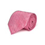 Bright Pink With White Small Spot Woven Silk Tie