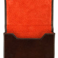 Brown Calf Leather with Orange Suede Business Card Holder