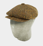 Brown Herringbone Wool Gatsby Cap