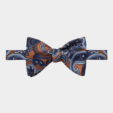 Brown Paisley Silk Handmade Bow Tie