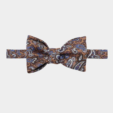 Brown Paisley Silk Handmade Bow Tie