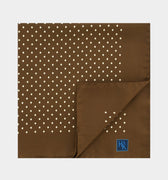 Brown Silk Handkerchief with White Medium Spots