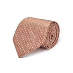 Caramel With White Small Spot Woven Silk Tie