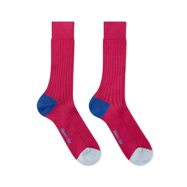 Cerise Cotton Socks with Contrast Heel & Toe