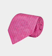 Cerise & White Pin Spot Woven Silk Ties