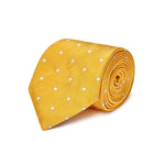 Gold & White Medium Spot Woven Silk Tie