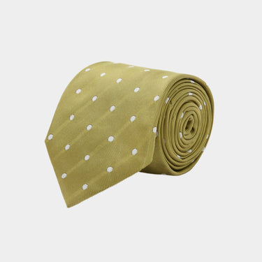 Green & White Large Spot Woven Silk Tie