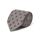 Grey Cotton Tie With Red & Blue Diamonds