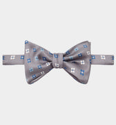 Grey Floral Silk Handmade Bow Tie