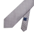 Grey Printed Silk Tie with White Medium Spots